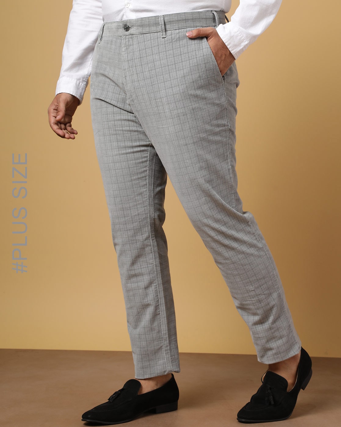 Buy Checked Flat-Front Slim Fit Trousers Online at Best Prices in India -  JioMart.