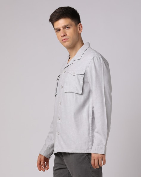 Buy Light Grey Linen Blend Shirt for Men Online in India -Beyoung