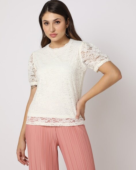 Lace Top with Short Sleeves