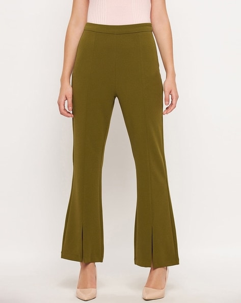 Buy MADAME Black Flared Fit Trousers for Women Online  Tata CLiQ