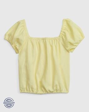 gap kids Square-Neck Linen Top With Short Sleeves-picture-40