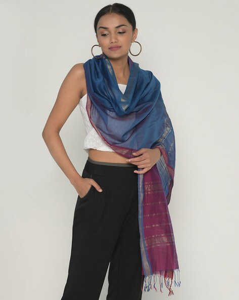 Colourblock Stole with Tassels Price in India