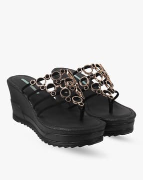 Women Beaded Strappy Wedges-image-9