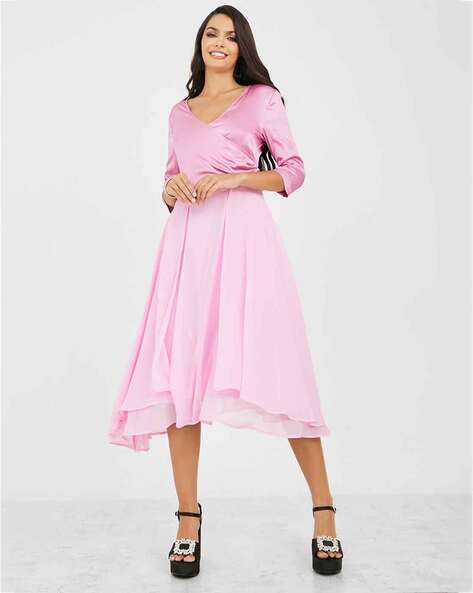 Pink Dress Rose Ruffled Off Shoulder High Waist Plus Size Mini Dress –  KesleyBoutique