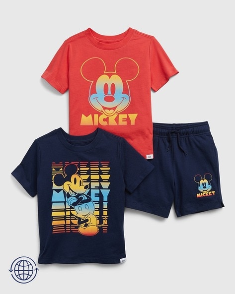 Assorted Mickey Mouse Print T Shirts Shorts Set