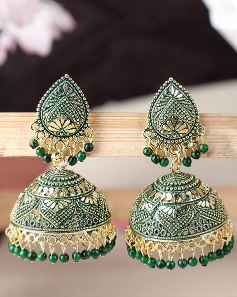 Victorian Jhumka(Green)-E274 - Aishi Jewellery - Buy Fashion & Imitation  Jewels Online