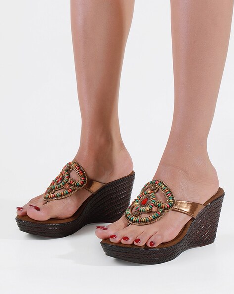 Buy Peach & Black Flat Sandals for Women by SAT Online | Ajio.com