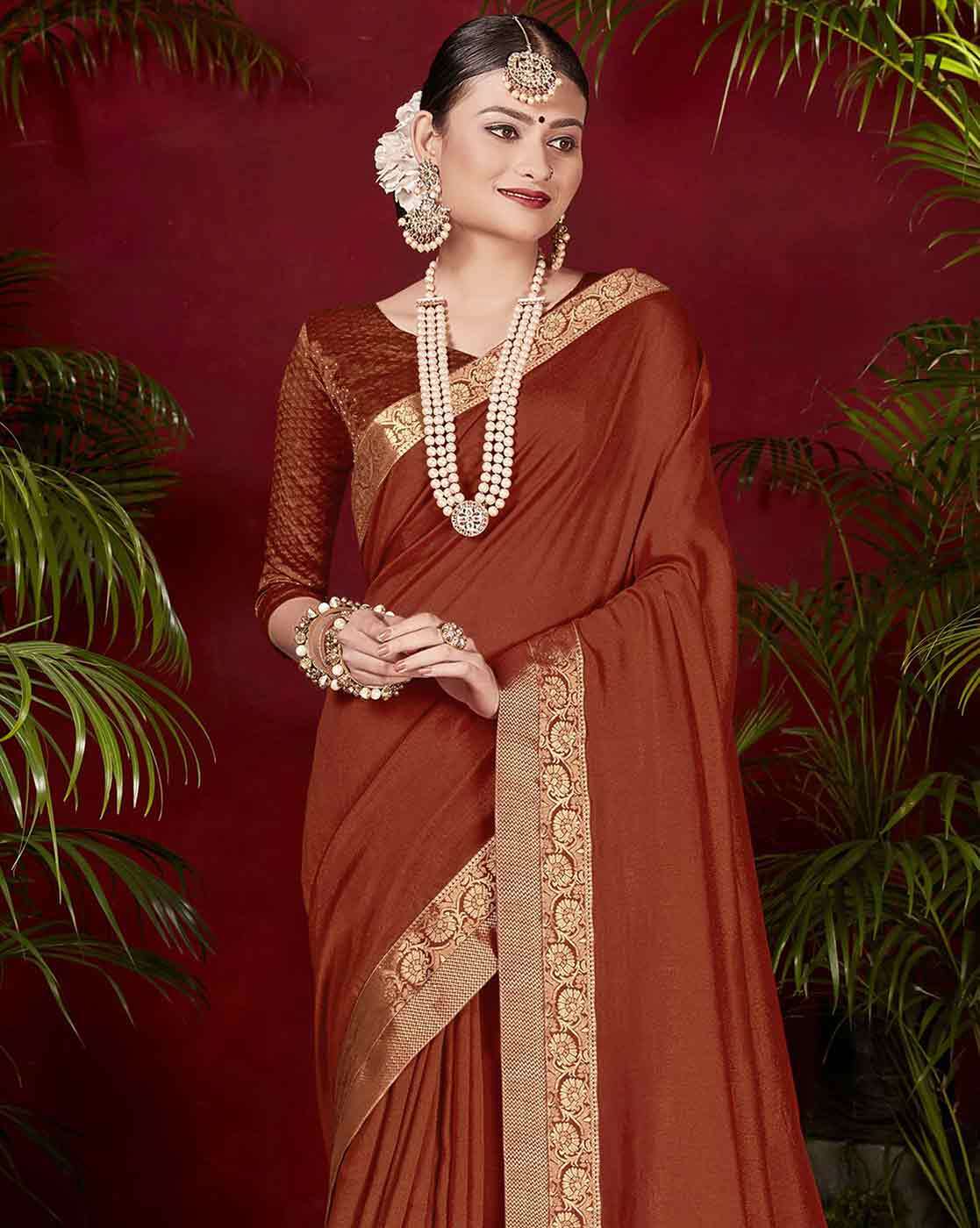 Buy Brown Sarees for Women by Indie Picks Online | Ajio.com