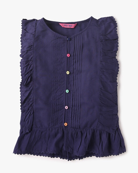 Buy Navy Blue Tops & Tunics for Girls by KG FRENDZ Online