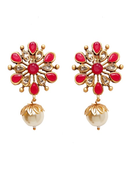 Imitation Jewelry Daily Wear Simple and Stylish White Golden Small Earring  Easy To Go With Indo Western Dresses FE95 – Buy Indian Fashion Jewellery