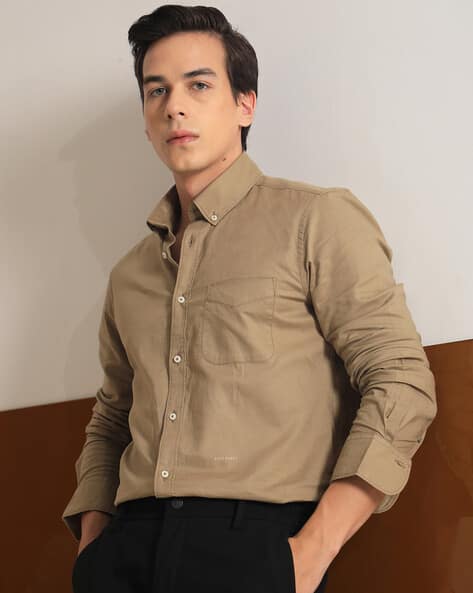 Rare Rabbit Men Slim Fit Shirt with Spread Collar