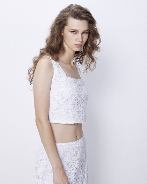 Buy White Lace Crop Top online