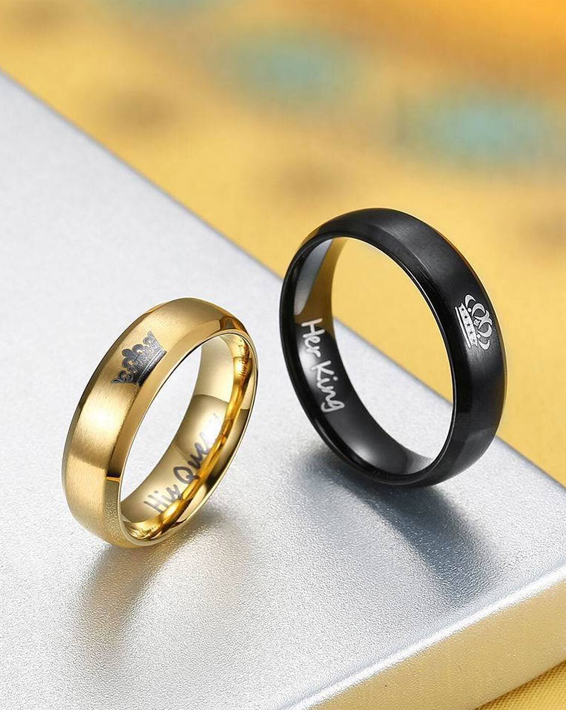 Black Couple Rings - Personalized Promise Rings Set Under $100