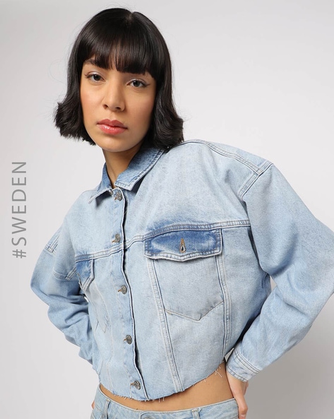 Women's Classic Cropped Denim Jacket | Love Moda – LOVE MODA