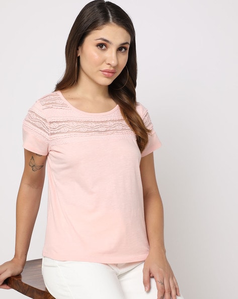 Lacy Round-Neck T-Shirt