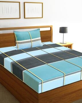 Abstract Microfiber Single Flat Bed Sheet with 1 Pillow Covers-image-41