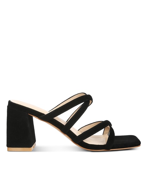 Black strappy online mule