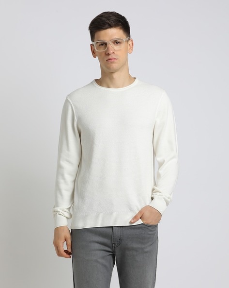 Crew-Neck Pullover with Ribbed Hems