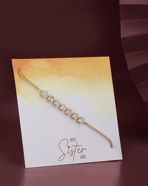 Gold Plated CZ Adjustable Charm Bracelet FJB4255