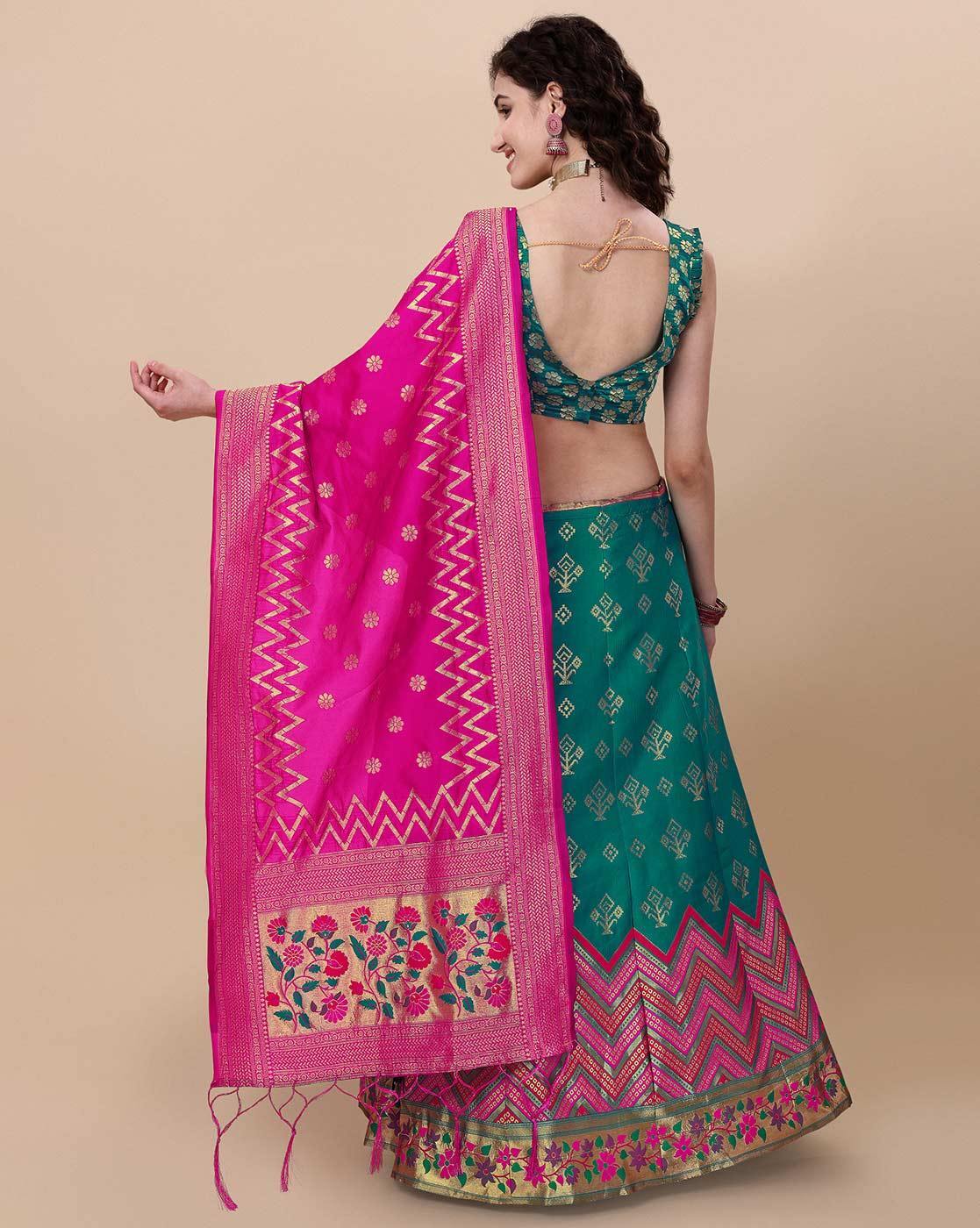 Buy Superior Blue and Teal Silk Festive Lehenga Choli Online – Inddus.com