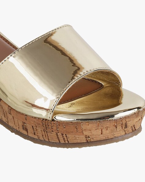 TOPSHOP Wide Fit Gaby Chunky Flatform Sandals in Metallic | Lyst