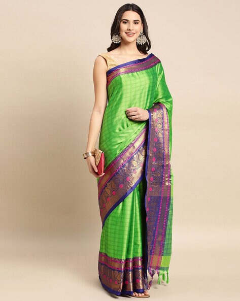 Green Soft Cotton Silk Saree – RawaazFashion