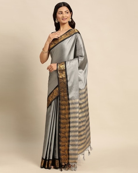 Buy Grey Sarees for Women by Aldwych Online | Ajio.com