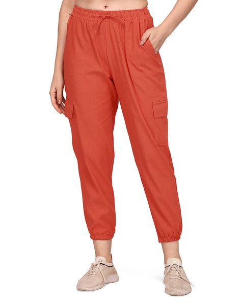 Women Straight Track Pant with Drawstring Waist