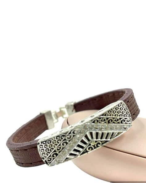 CHARMS Silver-Plated American Diamond-Studded Wristband