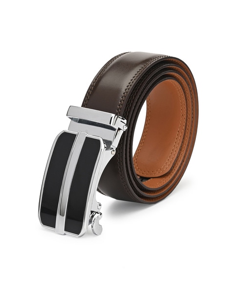 Leather Belt with Plaque Buckle