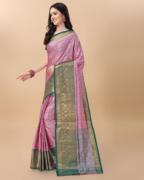 Peach Saree In Cotton Rose Gold at Rs 1499