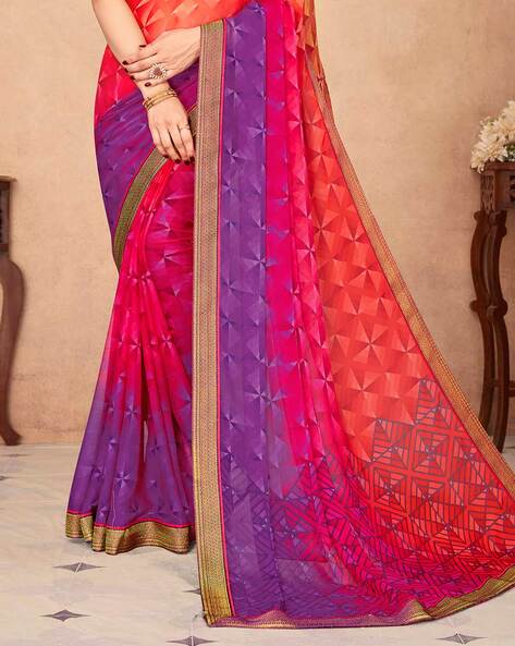 Buy Blissta Purple & Red Silk Woven Saree With Unstitched Blouse for Women  Online @ Tata CLiQ