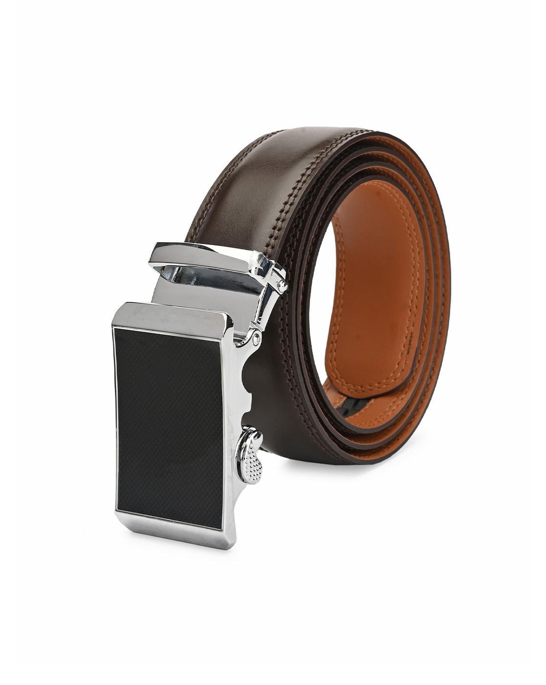 PACIFIC GOLD Reversible Belt with Pin-Buckle Closure For Men (Black, 50)