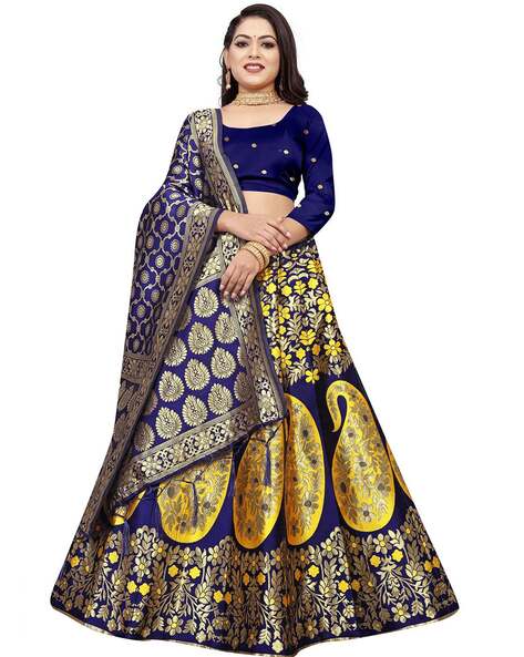 Himanshi Parashar Georgette Fabric Navy Blue Color Stylish Look Lehenga