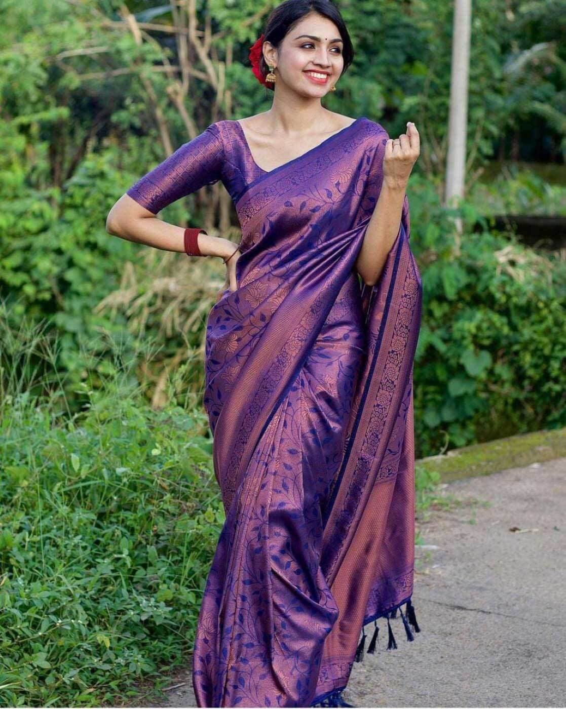 Top 143+ dark purple colour saree latest - vietkidsiq.edu.vn