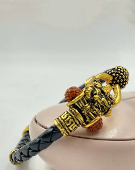 CHARMS Gold-Plated Lord Shiva Trishul Rudraksh Wristband