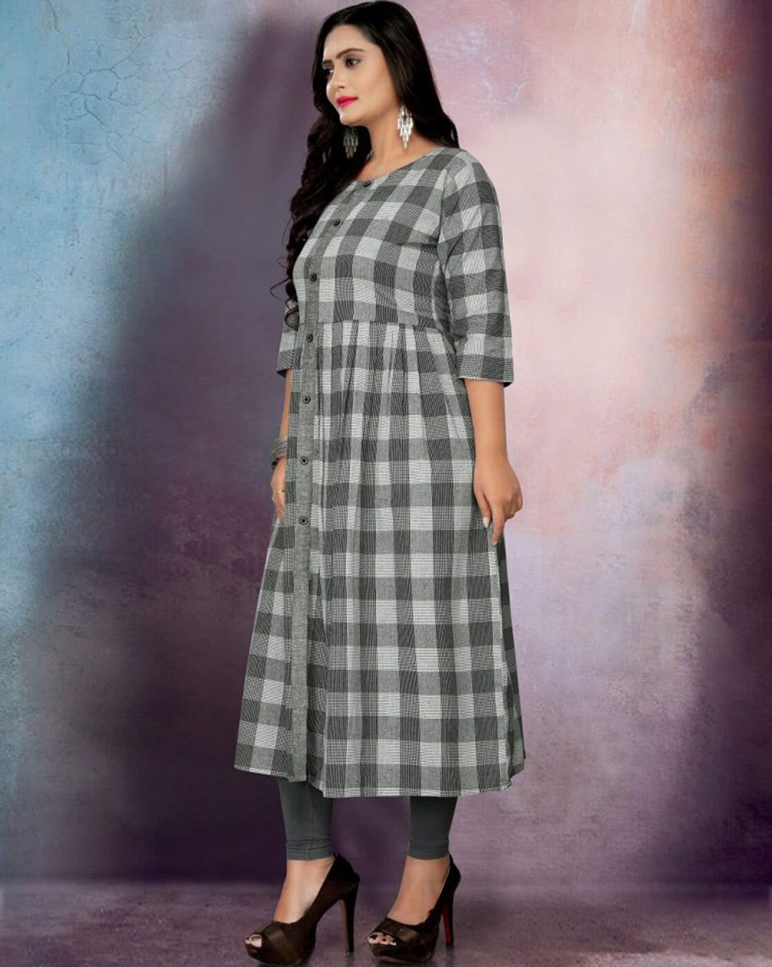 Cotton Kurti In Grey With Bottom | Kurti designs, Kurti designs latest, Cotton  kurti designs