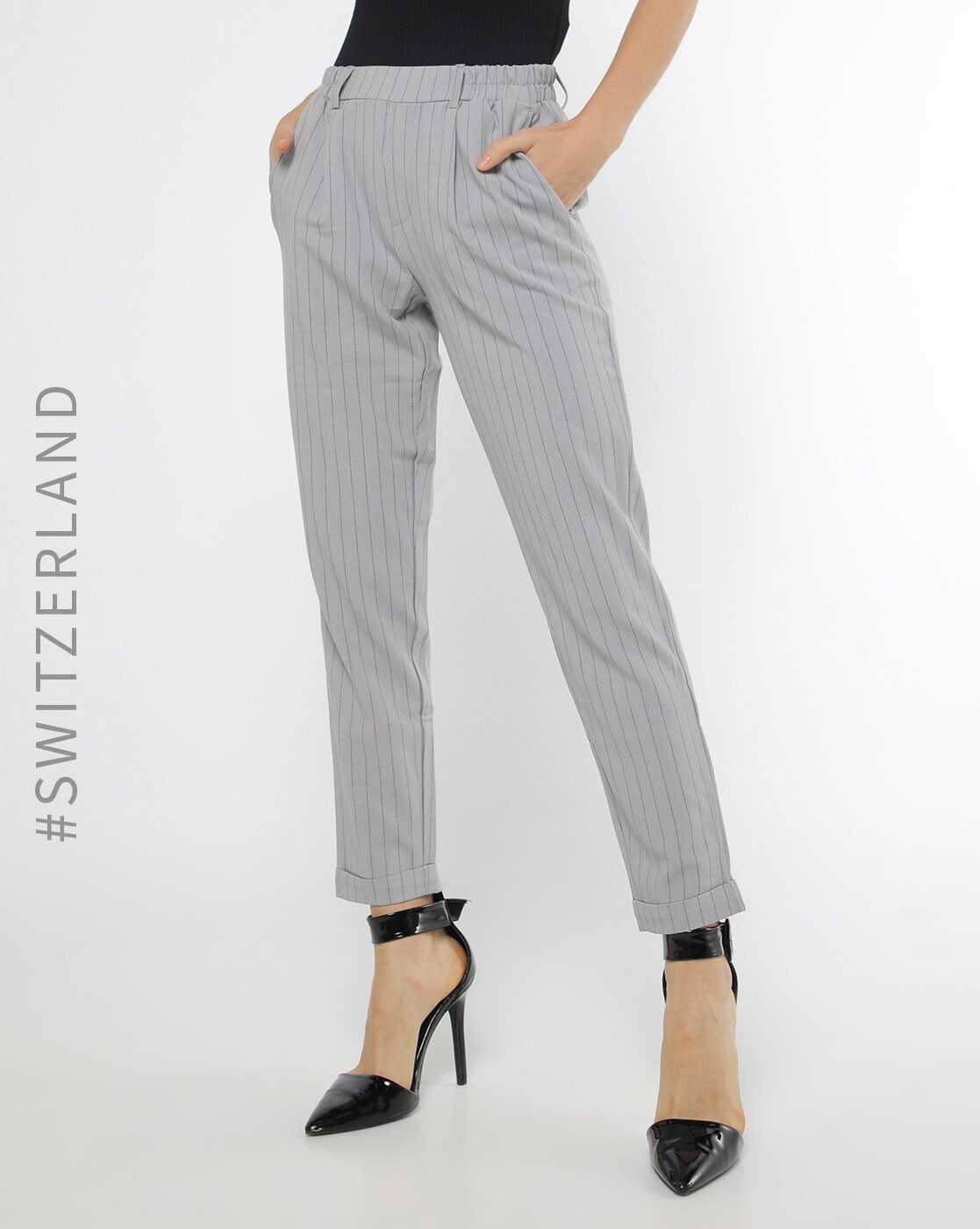 Buy SHOW OFF Women's Navy Blue Striped Formal Trousers Polyester Trouser  Online at Best Prices in India - JioMart.