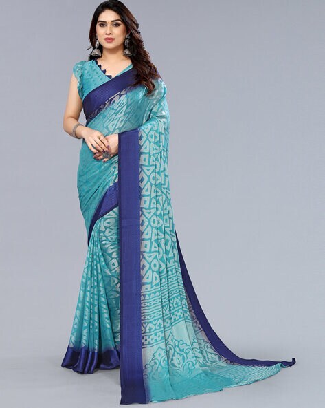 Buy Teal Sarees for Women by KIWIE Online