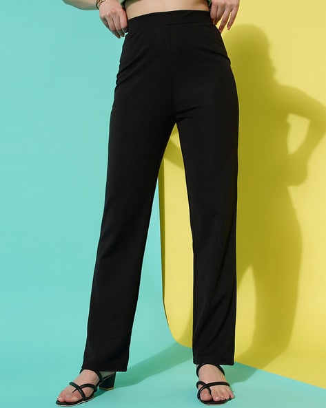 Only elasticated waist wide leg trousers in black  ASOS