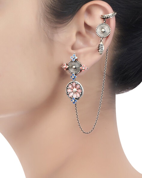 Buy Tribe Amrapali Pearl Floral Ball Drop Earrings online