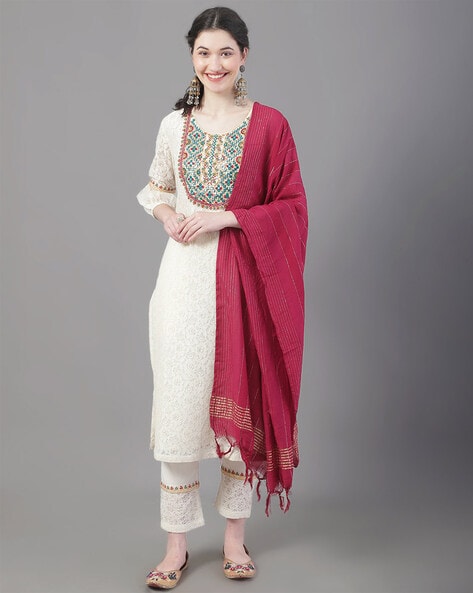  Embroidered Straight Kurta Set
