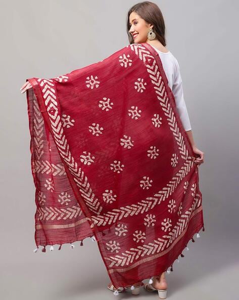 Printed Chiffon Dupatta with Tassels Price in India