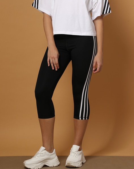 adidas Training Train Essentials 3 stripe leggings in black | ASOS