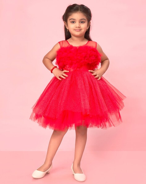 AD & AV Girls Casual Dress ( FROCK RED CHEX )