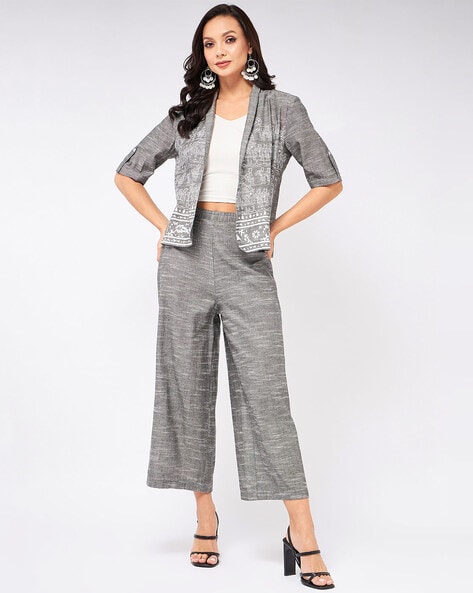 Women 3 Pc Blazer Coat Set (Blazer, Bustier and Pant) Co-Ord Suit
