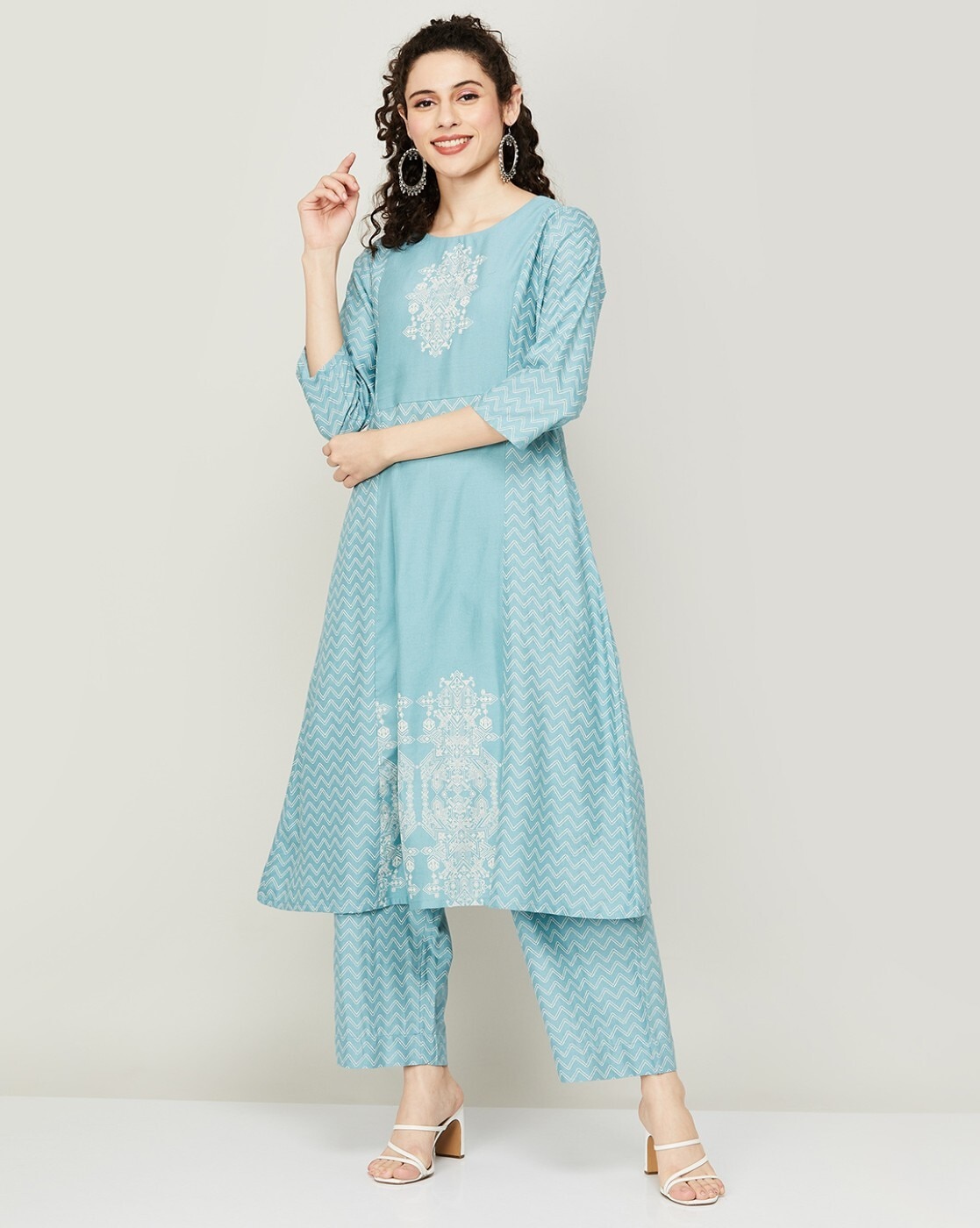 Buy Multi Color Viscose Muslin Printed Melange Scoop Kurta Gharara Set For  Women by Devyani Mehrotra Online at Aza Fashions.