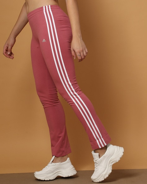 Women Solid Baby Pink Two Tone Side Stripe Trackpant