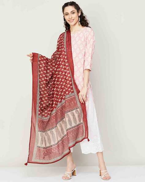 Abstract Printed Dupatta with Tassles Price in India