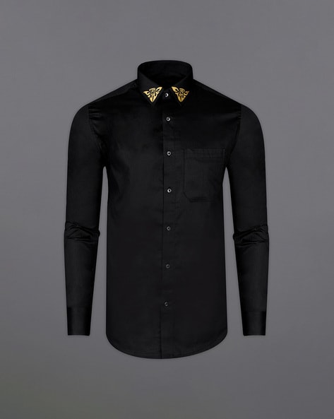 Cotton Shirt with Spread-Collar